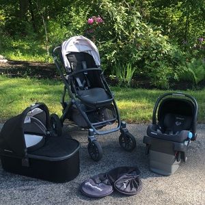 Complete UppaBaby Vista stroller travel system, used condition
